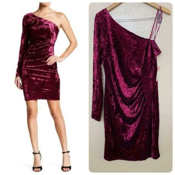 Eliza J One Shoulder Velvet Sheath Dress Womens Cocktail Dresses Sz‎ 14 W… - Picture 1 of 5